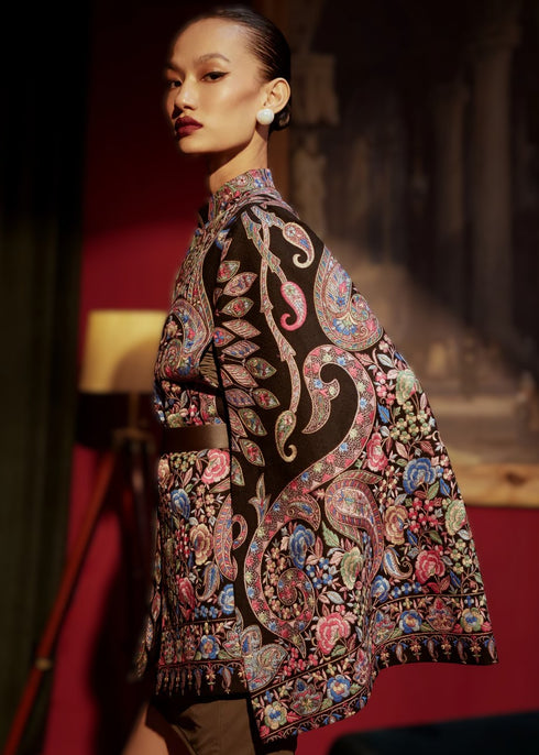 Split Sleeve Black Embroidered Jacket